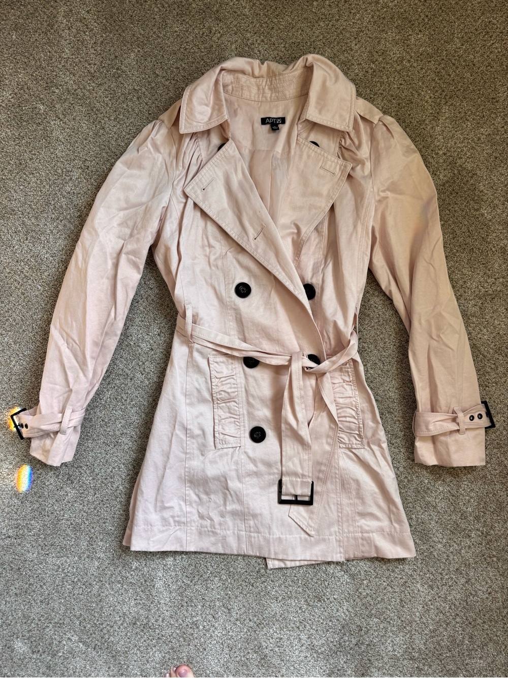 APT. 9 Womens Light Pink Trench Coat size small